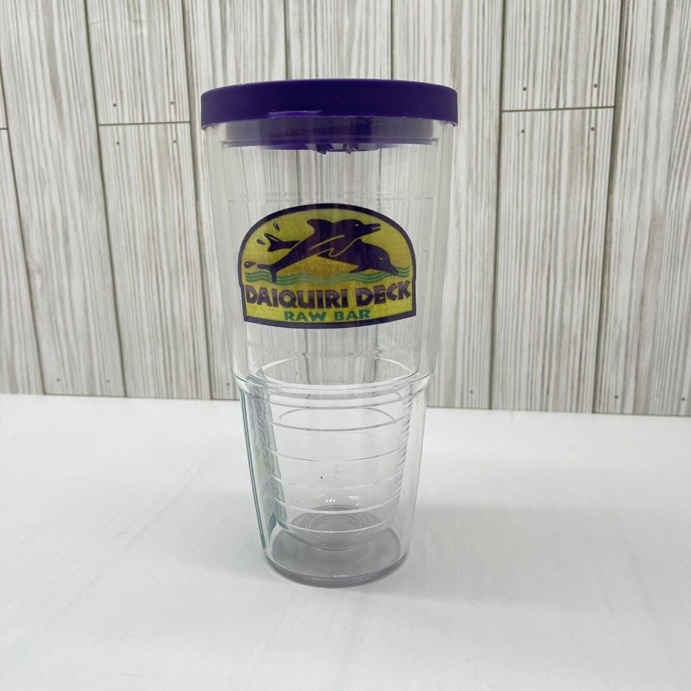 Tervis Tumbler Daiquiri Deck Raw Bar 24 oz Purple Lid Drink Cup Insulated